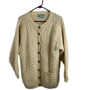 Yarn Point Crafts Canadian-Made Wool Fisherman's Cardigan Sweater